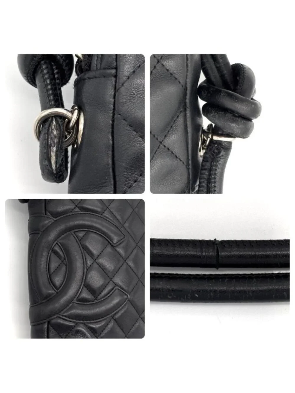 Chanel Cambon Line Leather Pochette Shoulder Bag Black